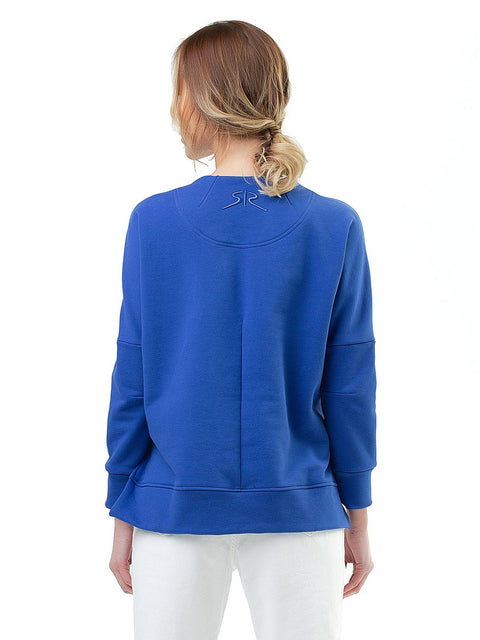 Дамска спортна блуза с цип в кралско синьо