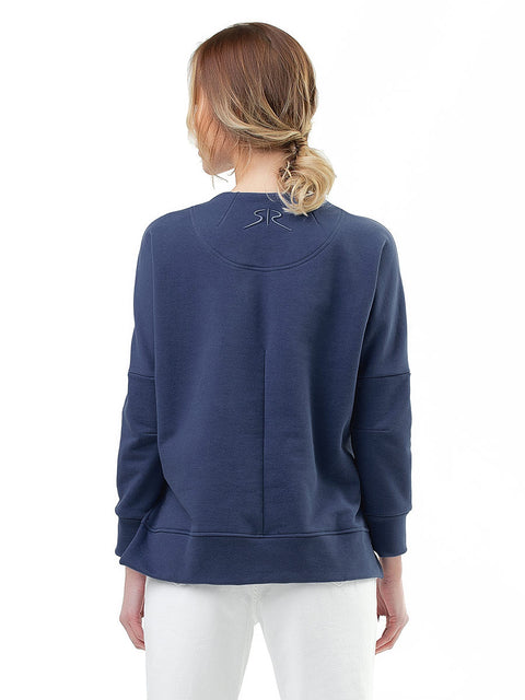 Women's sports blouse with zipper in dark blue