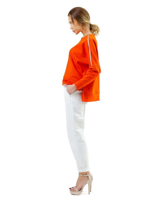 Women's sports blouse with zipper in orange colour