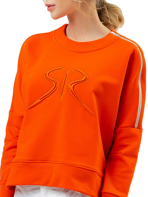 Дамска спортна блуза с цип в оранж