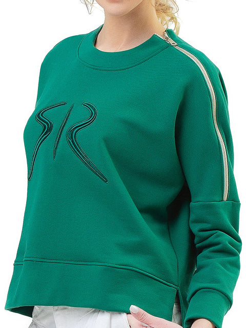 Women's sports blouse with zipper in green