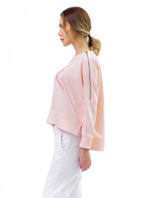 Women's sports blouse with zipper in light pink