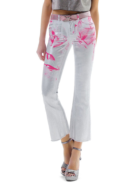 White jeans with painted art elements