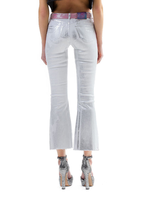 White jeans with painted art elements