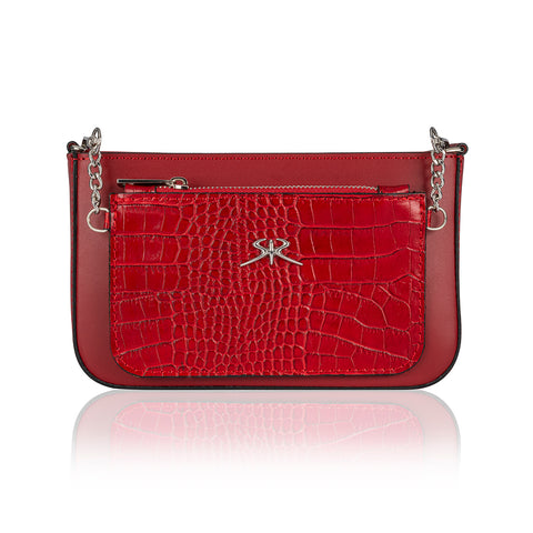 Handbag with a detachable purse in red