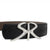 Designer black men's belt made of genuine snakeskin and silver buckle SR by Stoyan RADICHEV