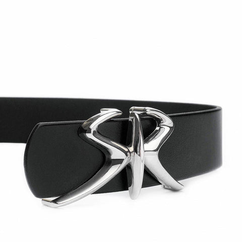 Women's thin belt with silver buckle SR - High-quality designer clothes and accessories by RADICHEV - leading Bulgarian brand