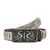 Designer grey men's belt made of genuine snakeskin and silver buckle by Stoyan RADICHEV