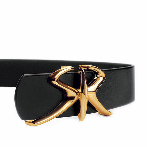 Women's thin belt with golden buckle SR - High-quality designer clothes and accessories by RADICHEV - leading Bulgarian brand