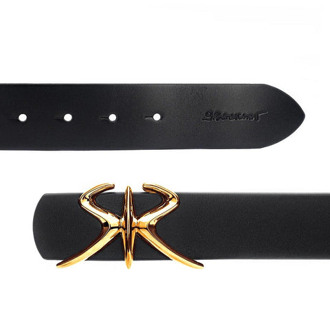 Women's thin belt with golden buckle SR - High-quality designer clothes and accessories by RADICHEV - leading Bulgarian brand