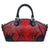 Genuine leather handbag with animal print in red