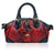 Genuine leather handbag with animal print in red