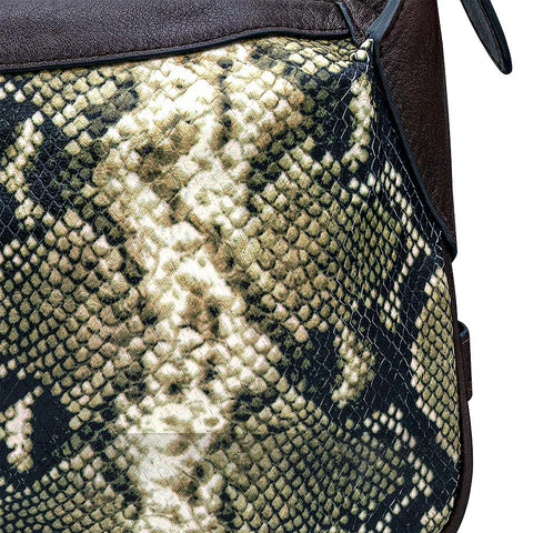 Дамска чанта със змийски принт от естествена кожа