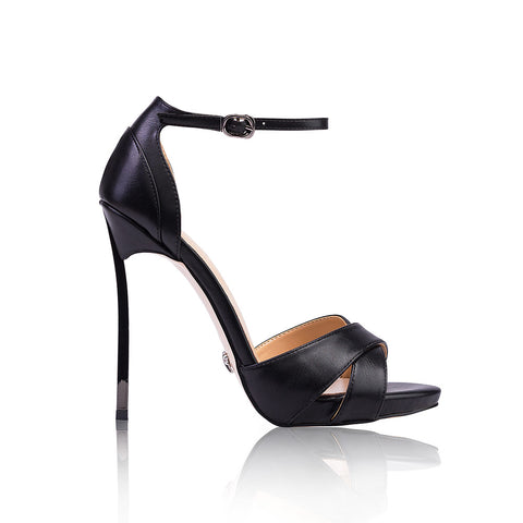 Elegant black sandals with spectacular heels by Stoyan RADICHEV