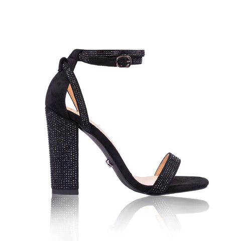Elegant sandals with thick heels in black by Stoyan RADICHEV